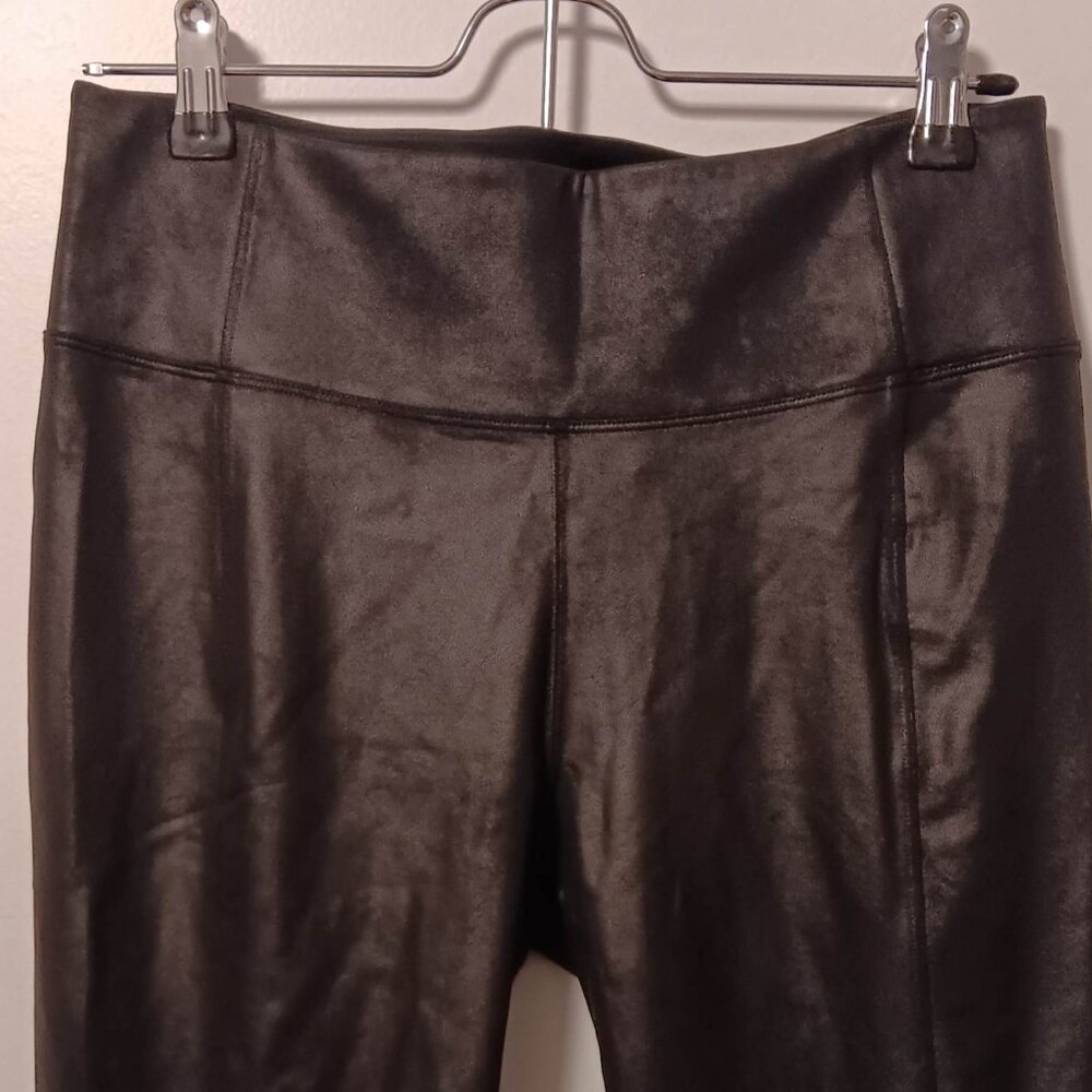 Athleta delancey gleam tight legging womens medium black leather pants pockets